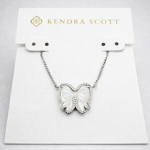Kendra Scott Haley Bow Silver Pendant Necklace 16”+ 3” Extender New